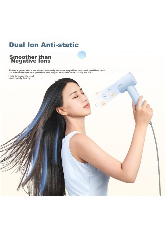 Midea High-speed Hair Dryer With 39 Billion Plasma Big Wind Power And Fast Hair Care, Household Appliance With National Subsidy, Mini Electric Hair Dryer Fg106 - Mountain Blue, Christmas Valentine's D - Image 4