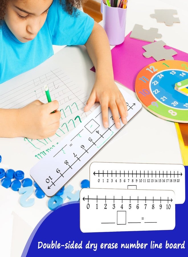 تشينكو لوحة خط الأعداد قابلة للمسح الجاف، 4 قطع، لوحة بيضاء مزدوجة الجوانب، 4 × 14 بوصة، أدوات رياضية قابلة للمسح الجاف، لوازم مدرسية للفصول الدراسية، 0-10/0-20 - Image 4