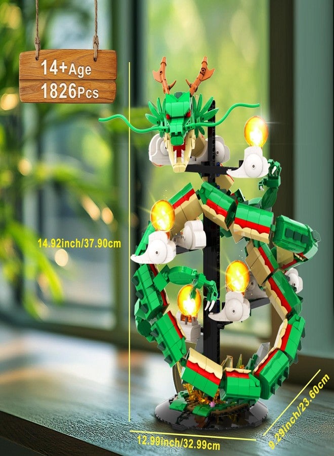 Brihappen Dragon Building Set for Adult Boys Girls 14+, 1826 Pcs Chinese Loong with 7 Light Beads Collectible Display Model Home Office Decor, Animal Toy Building Block Set, Creative Birthday Gifts - Image 2