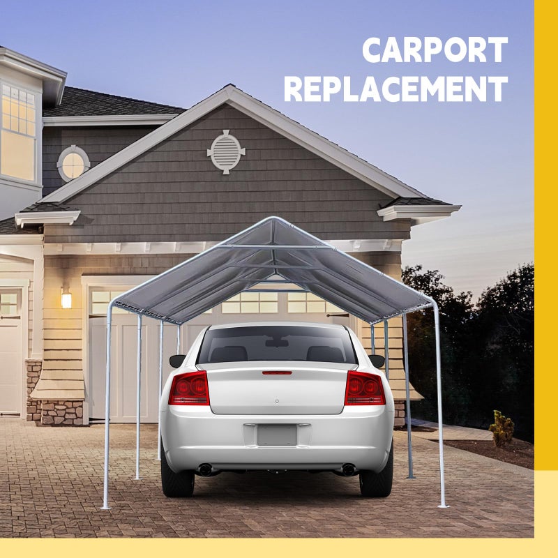 Wesnoy 10 x 20 ft Heavy Duty Canopy Replacement Cover Waterproof Carport Garage Car Shelter Tarp Tent for Car Canopy with 50 Ball Bungees, Only Top Cover, Frame is Not Included - Image 4