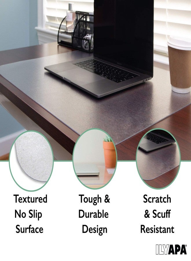 Ilyapa Office Desk Pad, Clear Textured Mat - 47x23 Inch Plastic Clear Desk Protector for Home or Office, Computer Mat Full Mouse Pad (47 x 23 Inch) - Image 3