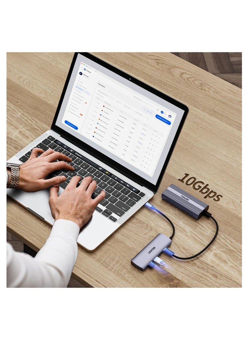 UNITEK - UNITEK uHUB Q4 4-in-1 USB-C Hub with Four USB-A Ports, 10Gbps High-Speed Data Transfer, Compact and Portable Design for Laptops, Tablets, and Smartphones - Image 1