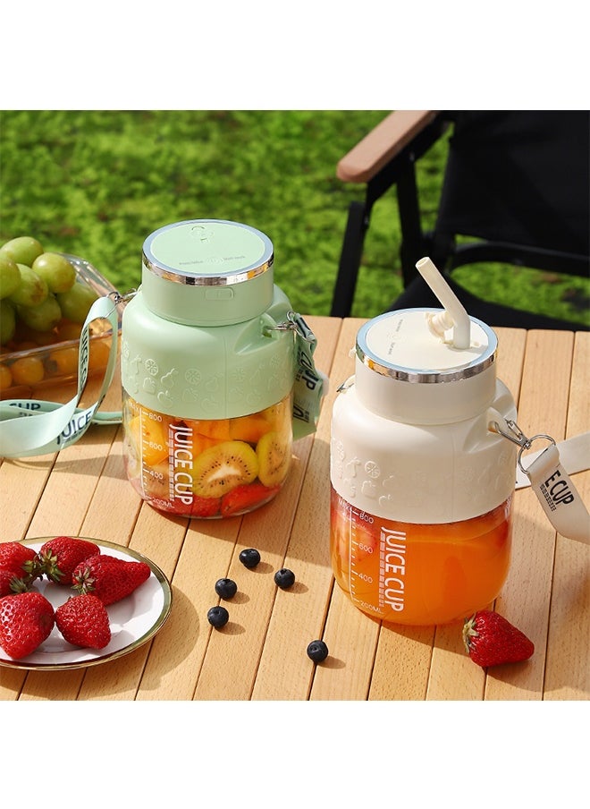 Electric Fruit Juicer,Juicer Machines,powerful Crushed Ice Wireless Mini Protable Blender Bottle Juice With Straw Household Use Charging 10 Blade Juice Cup(k2 white)