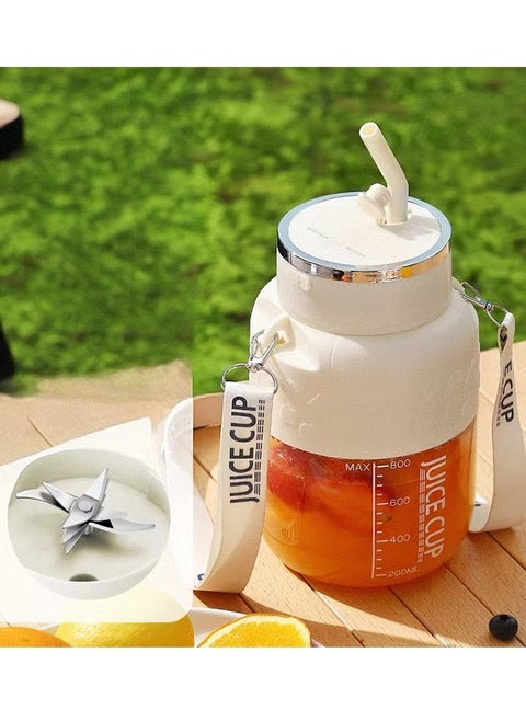 Electric Fruit Juicer,Juicer Machines,powerful Crushed Ice Wireless Mini Protable Blender Bottle Juice With Straw Household Use Charging 10 Blade Juice Cup(k2 white)