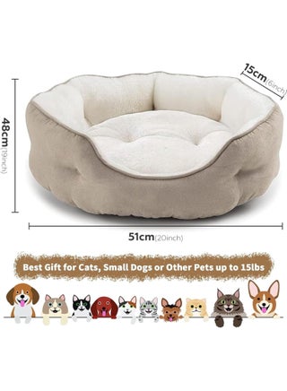 Extra Soft Cat Bed Large, Round Puppy Bed with Pillow for Joint & Muscle Support, Non-Skid Cat Sleeping Bed, Machine Washable Pet Bed - view 2