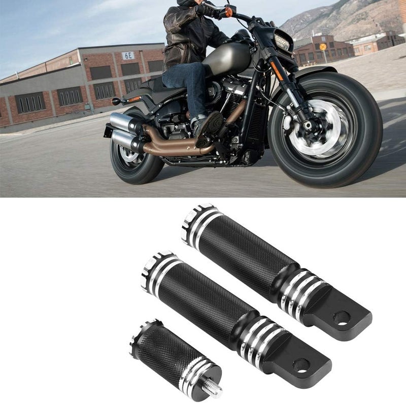 Motorcycle CNC Foot Pegs Shifter Pedals Footrest Pair Front and Rear, Black Aluminum Alloy Male Mount Style Footpeg Supports and Cuff Brackets, Stylish Durable Rider or Passenger (Black) - Image 5