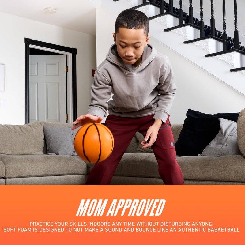 Nerf Quietcourt Silent Foam Mini Basketball - Quiet Ball for Indoor Dribbling Practice + Drills - 7" Inch Mini Kids + Youth Basketball - Never Goes Flat Foam Construction - Image 5