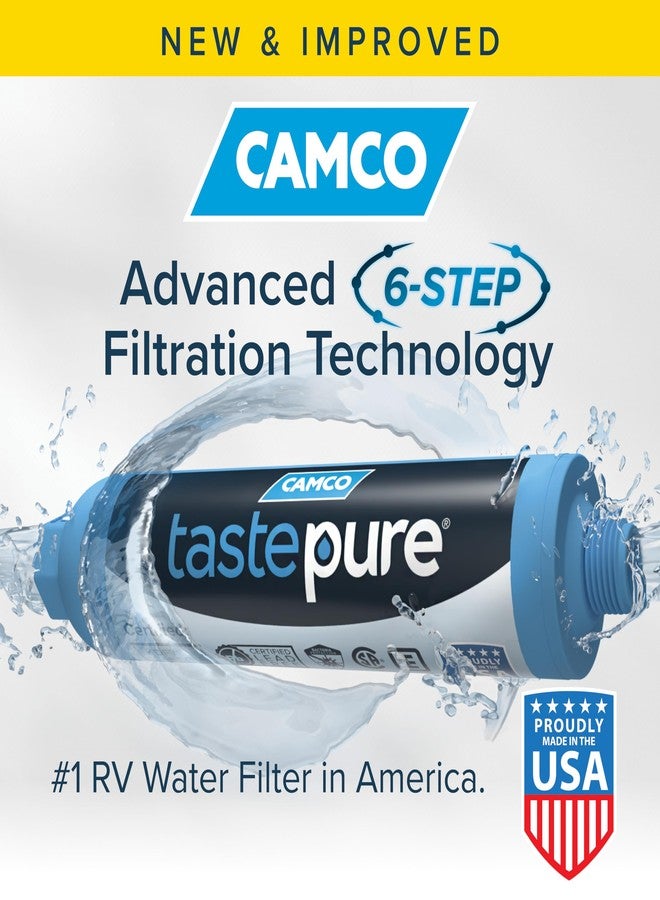 Camco 40019 TastePURE Inline XL RV Water Filter with Flexible Hose Protector | Protects Against Bacteria | Reduces Bad Taste, Odor, Chlorine and Sediment,Extra Large Filter & Hose Protector, Blue - Image 2