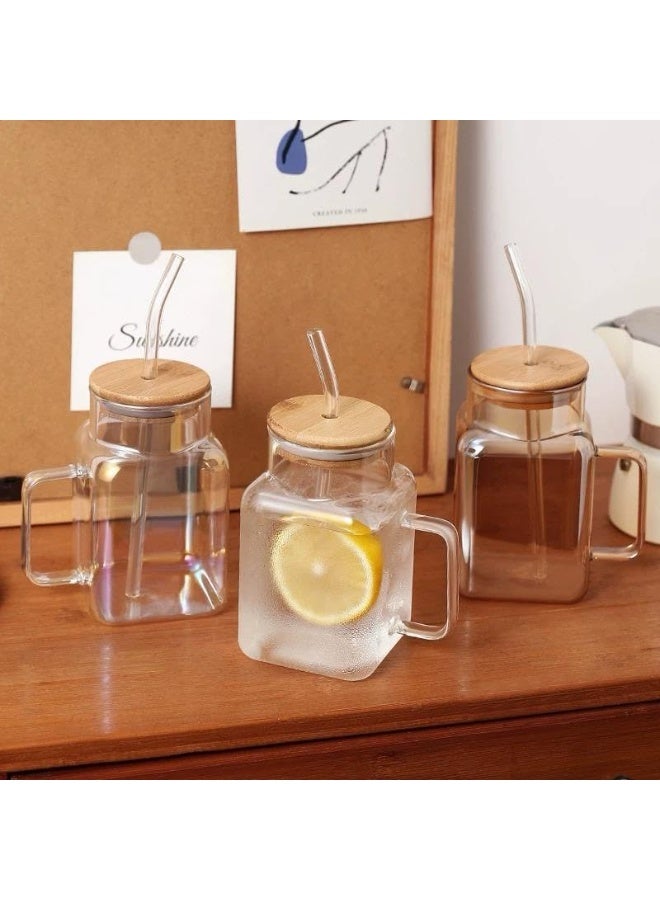 600ml Glass Cup with Wooden Lid and Glass Straw – Modern Design for Cold Drinks and Juices - Image 4