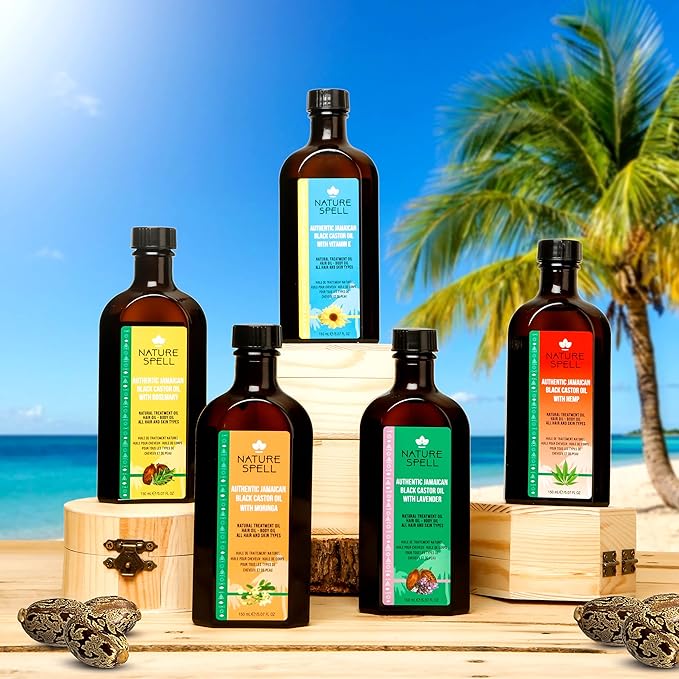 Nature Spell زيت الخروع الأسود الجامايكي الأصيل من ناتشر سبيل مع اللافندر للشعر والجسم 150 مل يقوي جذور الشعر يعالج الشعر الجاف والتالف