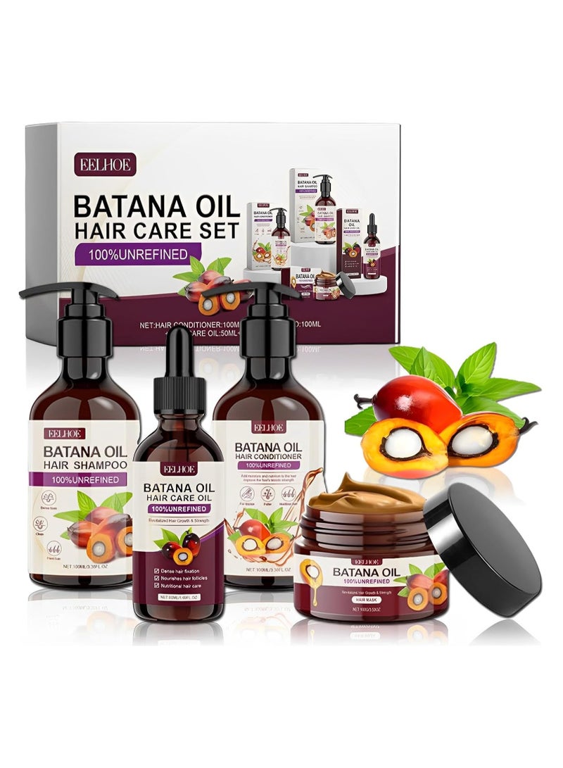 EELHOE Batana Oil Volumizing Hair Care Set, Repairs Frizzy Hair, Deep Nourishes Scalp, Smooth Hair Travel Set for Women and Men Include Shampoo Conditioner Hair Mask Hair Oil - Image 2
