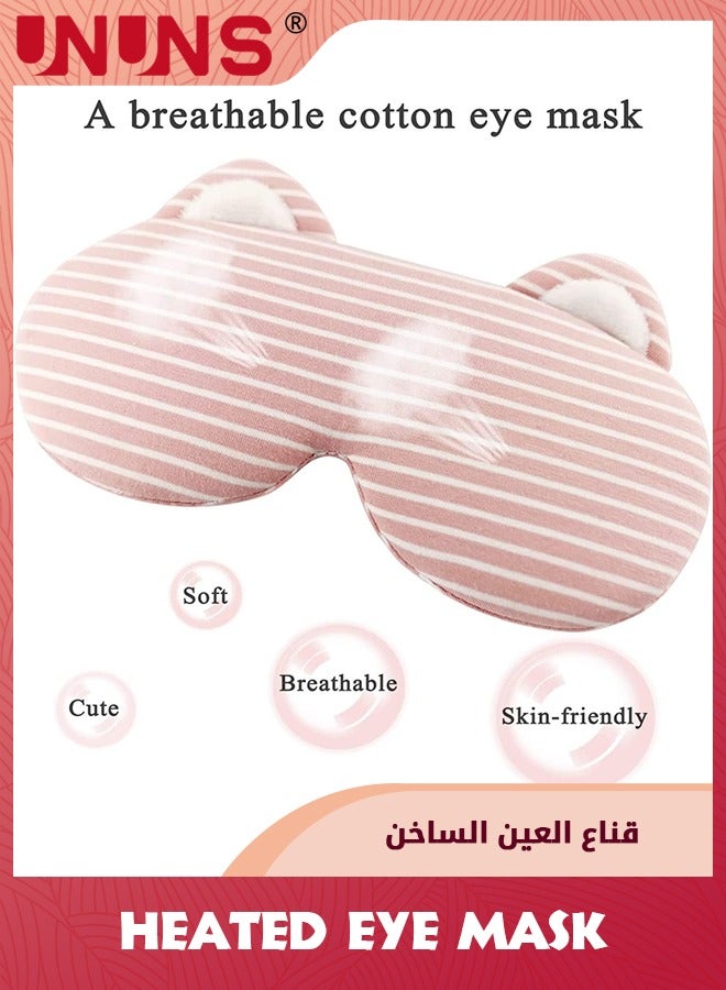 UNUNS Heated Eye Mask,USB Reusable Electric Sleeping Mask,Soft Plush,Warm Compress For Eyes,Comfortable Heating Blindfold For Sleeping With Temperature And Time Control,Pink  - Image 2