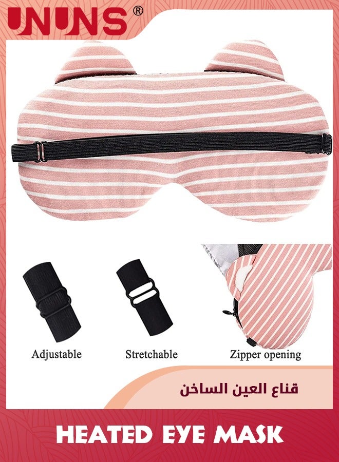 UNUNS Heated Eye Mask,USB Reusable Electric Sleeping Mask,Soft Plush,Warm Compress For Eyes,Comfortable Heating Blindfold For Sleeping With Temperature And Time Control,Pink  - Image 3