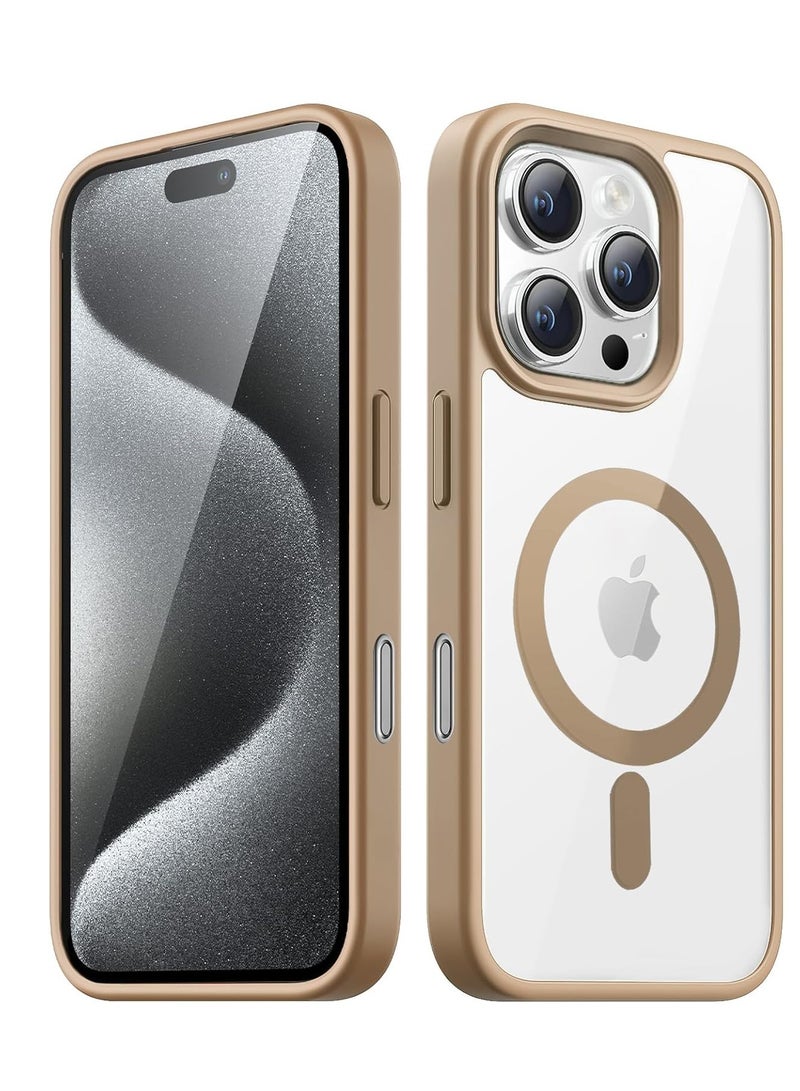 Magnetic Case for iPhone 16 Pro 6.3-Inch Compatible with MagSafe, Shockproof Phone Bumper Cover, Solid Color Matte TPU Frame, Anti-Scratch Clear Back (Desert) - Image 1