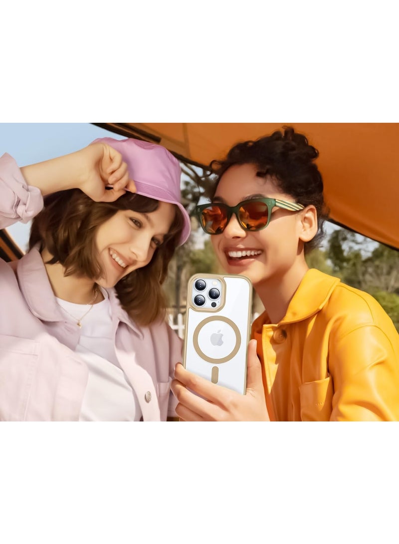 Magnetic Case for iPhone 16 Pro 6.3-Inch Compatible with MagSafe, Shockproof Phone Bumper Cover, Solid Color Matte TPU Frame, Anti-Scratch Clear Back (Desert) - Image 2