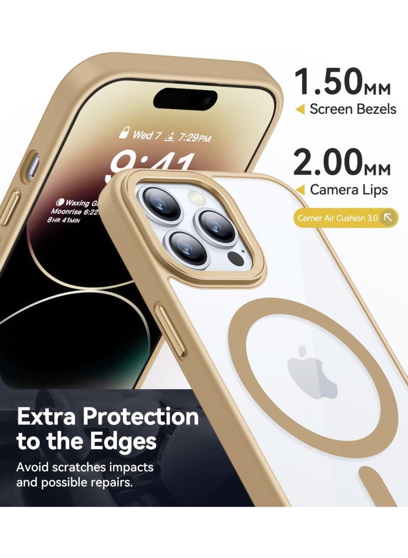 Magnetic Case for iPhone 16 Pro 6.3-Inch Compatible with MagSafe, Shockproof Phone Bumper Cover, Solid Color Matte TPU Frame, Anti-Scratch Clear Back (Desert) - Image 4