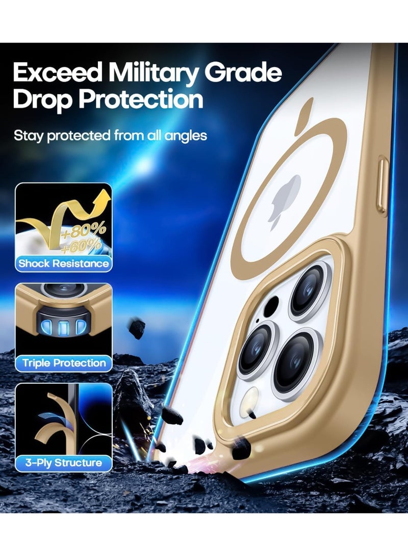 Magnetic Case for iPhone 16 Pro 6.3-Inch Compatible with MagSafe, Shockproof Phone Bumper Cover, Solid Color Matte TPU Frame, Anti-Scratch Clear Back (Desert) - Image 3