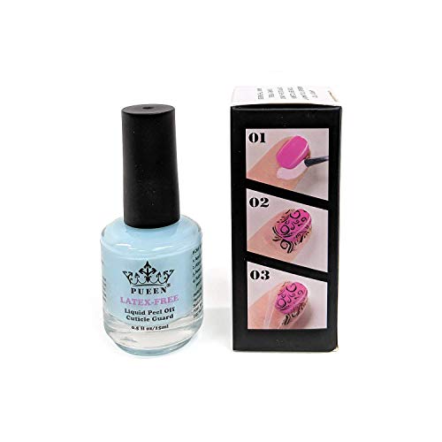 PUEEN New Latex free, Liquid Tape Peel Off Cuticle Guard Skin Barrier Protector Nail Art, Odor Free 15ml, Blue - BH000929 - Image 2