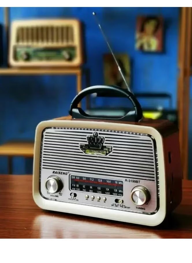 Retro RAISENG Retro Bluetooth Portable Radio R-3199BT - Image 1