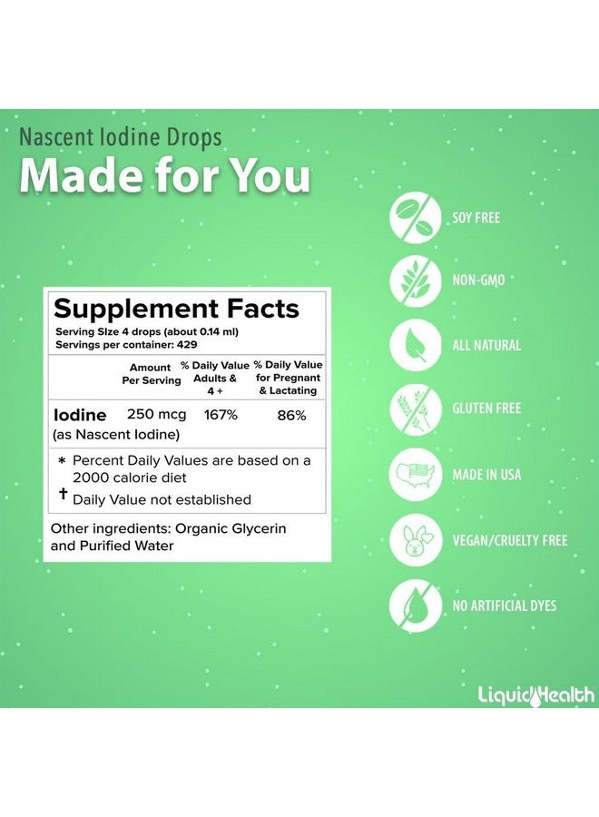 LIQUIDHEALTH قطرات اليود السائلة العضوية من LIQUIDHEALTH، مكمل يود نقي لدعم الغدة الدرقية والمناعة، مكمل طاقة - مصنوع في الولايات المتحدة، نباتي، عديم اللون، عديم الطعم (2 أونصة) - Image 5