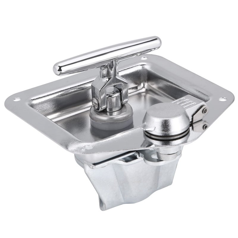 Folding T Handle Lock: Stainless Steel Construction, Dustproof Rustproof Design With Key Hole Cap & Rubber Gasket, 2 Solid Keys - Direct Mounting With 4 Holes for Electrical Cabinets, Toolboxes, Vehic - Image 1