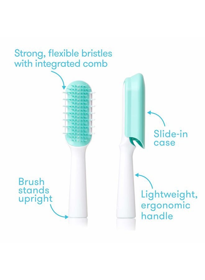 fridababy Thick or Curly Hair Detangler Brush for Kids, Toddler Hairbrush Detangles Knots Without Tears or Breakage, Comb Teeth and Bristle Design, White/Blue ,1 Count - Image 2