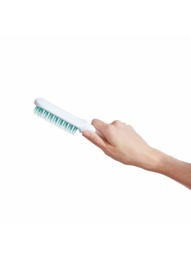 fridababy Thick or Curly Hair Detangler Brush for Kids, Toddler Hairbrush Detangles Knots Without Tears or Breakage, Comb Teeth and Bristle Design, White/Blue ,1 Count - Image 5