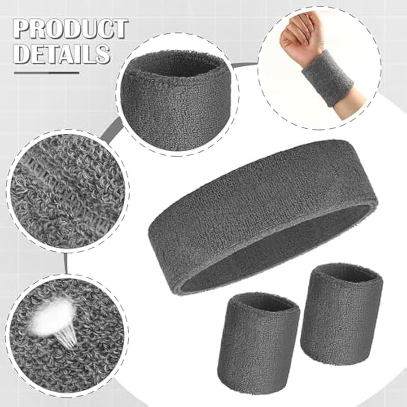 6 Pcs Neon Sports Sweatbands Set Paris Sports Competitions Sweatbands 2 Headband 4 Wristbands Breathable Terry Cloth Athletic Bands for Basketball Tennis Costumes Cosplay - Image 4