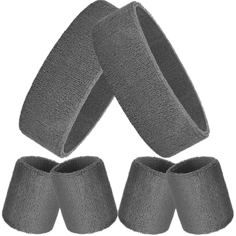 6 Pcs Neon Sports Sweatbands Set Paris Sports Competitions Sweatbands 2 Headband 4 Wristbands Breathable Terry Cloth Athletic Bands for Basketball Tennis Costumes Cosplay - Image 1