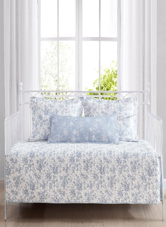 LAURA ASHLEY Laura Ashley Home - Daybed Set, Lightweight Bedding with Matching Shams & Pillow Cover, Home Decor for All Seasons (Walled Garden Blue, Daybed) Twin  - Image 3