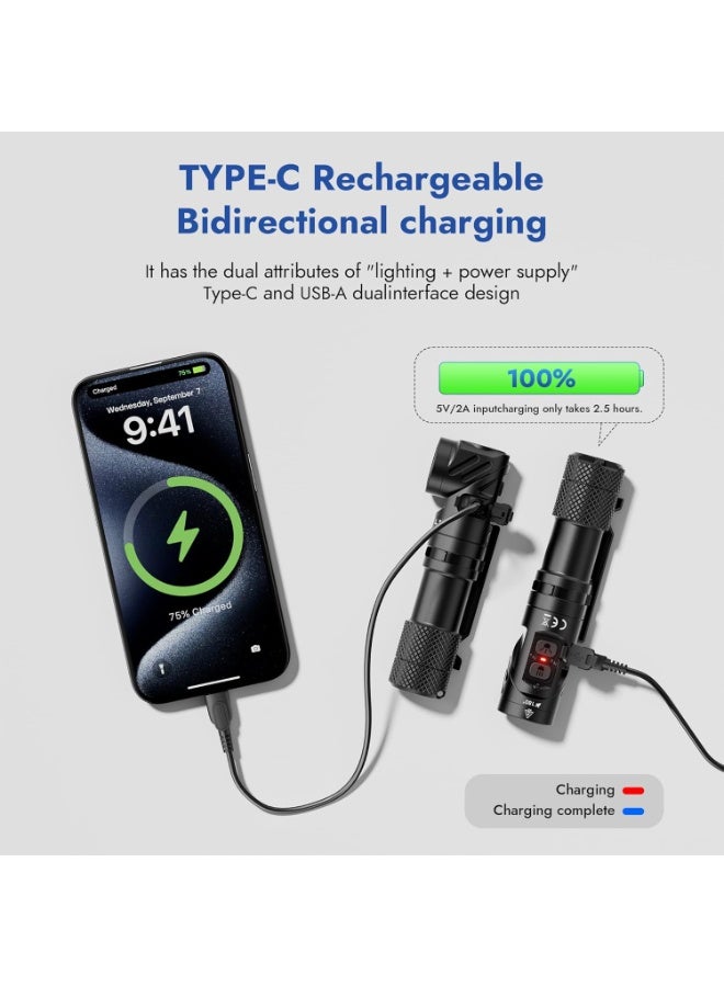 WUBEN L1 Flashlight LED Rechargeable, 2000 Lumen Torch Light Super Bright Tactical Flashlight Battery Powered, 180 Degree Rotating Right Angle Light, Waterproof Flash Light For Emergencies Camping - Image 3