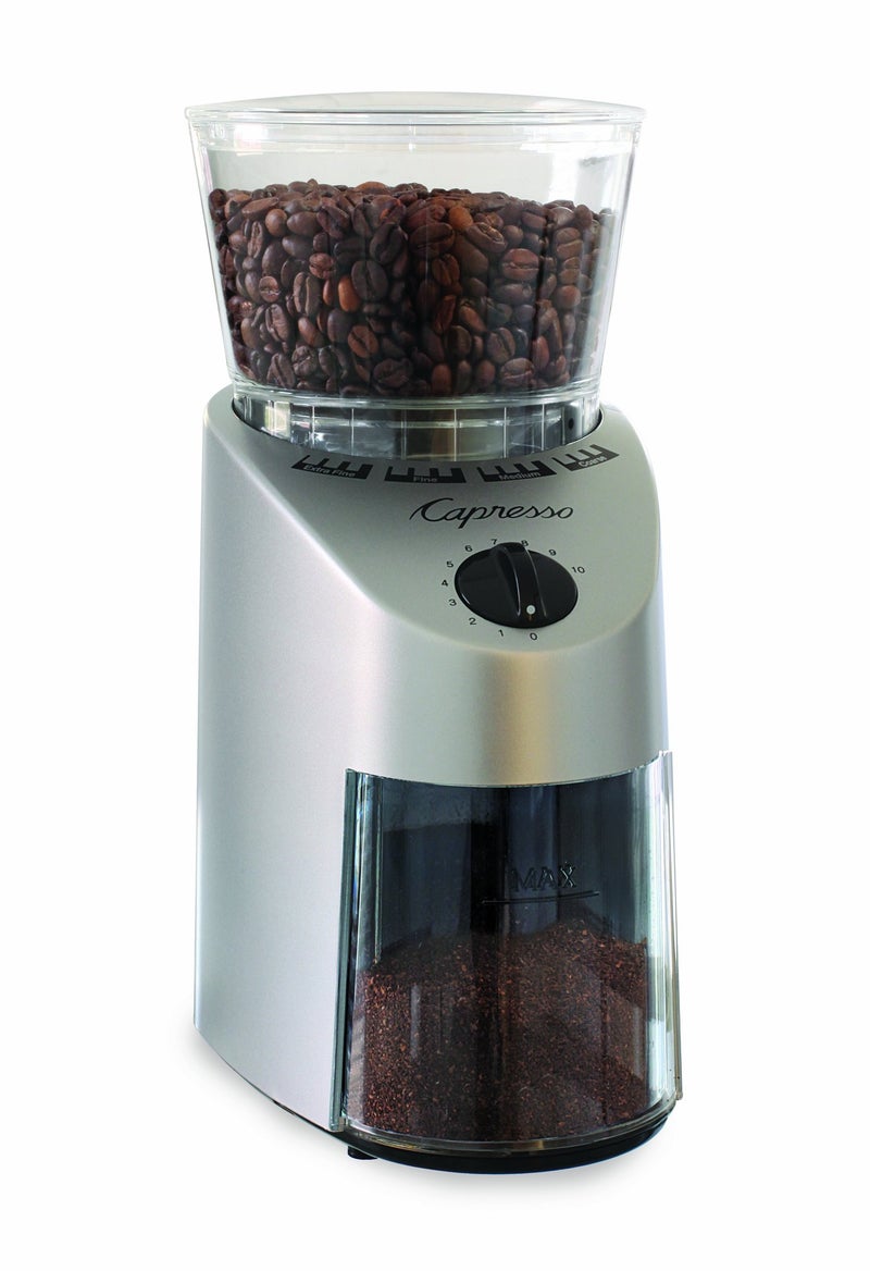 Capresso 560Infinity Conical Burr Grinder, Brushed Silver, 8.5-Ounce - Image 2