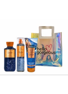White Barn Bath & Body Works Sweater Weather 3 Piece Bundle Spray Body Cream Shower Gel Full Size And Hello Gorgeous Gift Bag.  - Image 1
