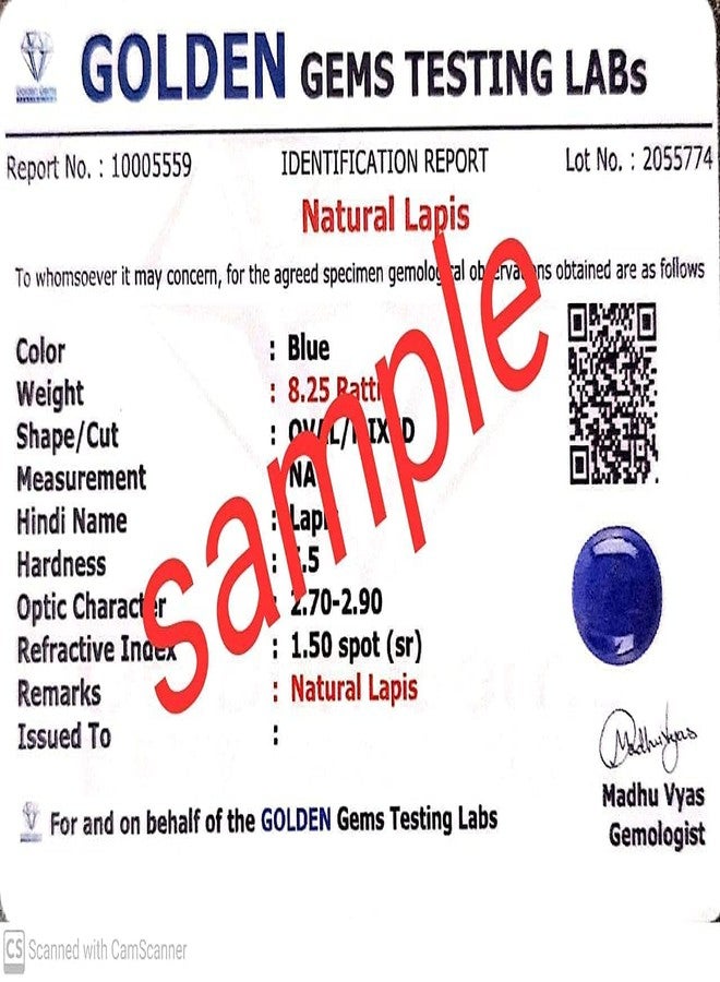 AYUSH GEMS Certified Unheated Untreatet 7.00 Ratti 6.50 Carat A+ Quality Natural Lapis Lazuli Lajward Stone Gemstone - Image 3