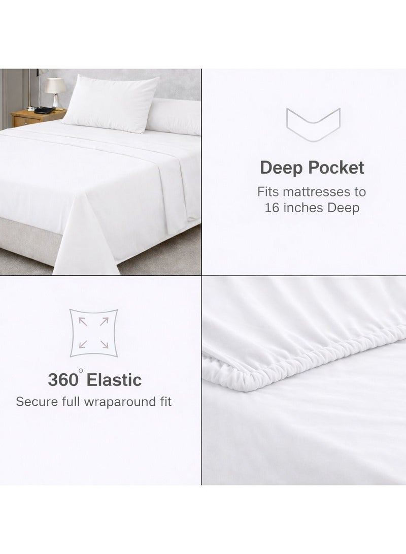 بليس كاسا طقم ملاءات سرير Bliss Casa Premium Percale - 100% قطن ممشط، مريح وجيد التهوية - Image 3