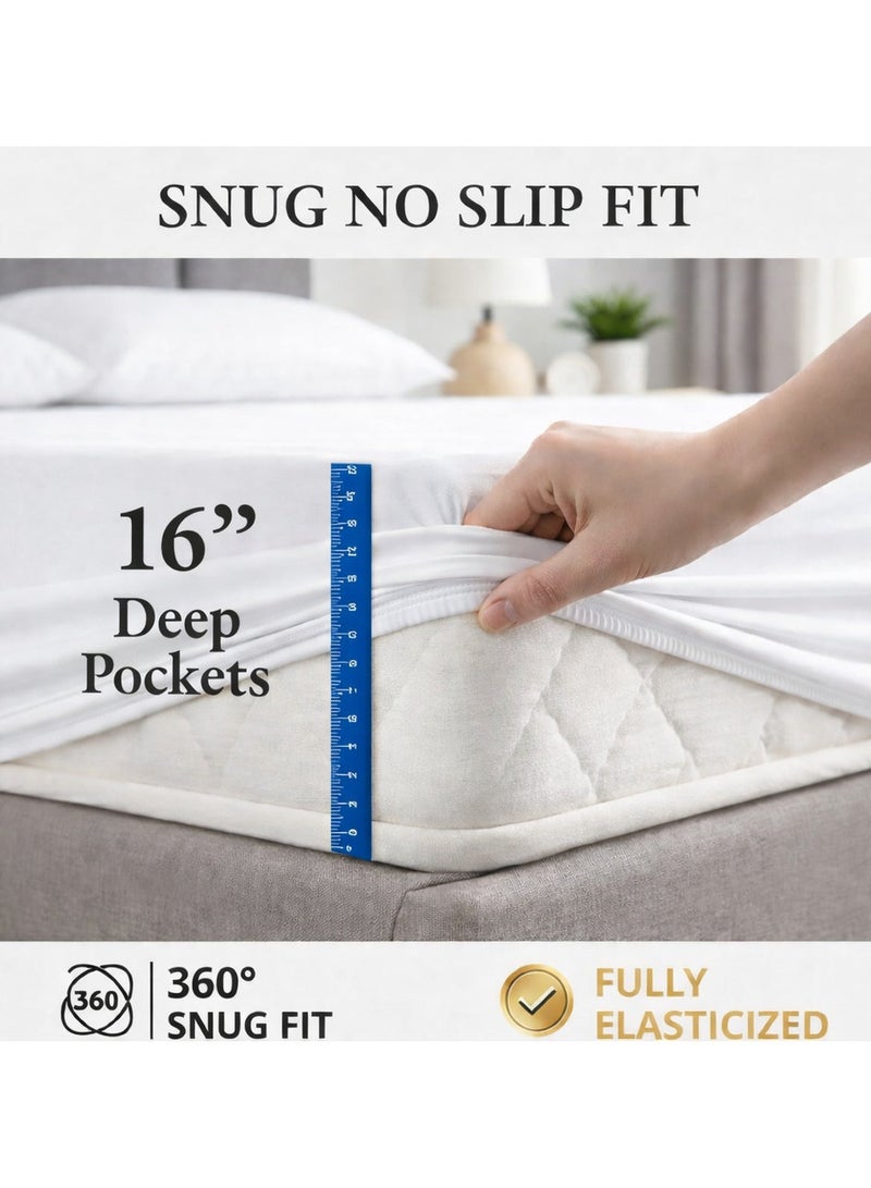بليس كاسا طقم ملاءات سرير Bliss Casa Premium Percale - 100% قطن ممشط، مريح وجيد التهوية - Image 4