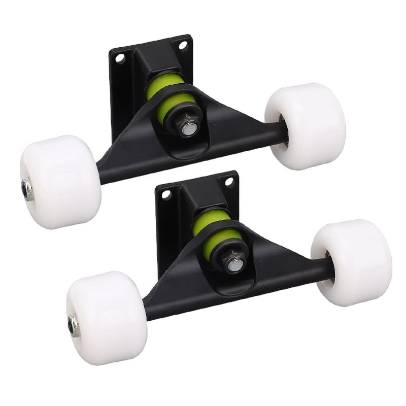 Longboard Skate Trucks Set With 4 Wheels Aluminum Alloy 5 Inch Shock Absorbing Black For Street Tricks Easy Installation - Image 3