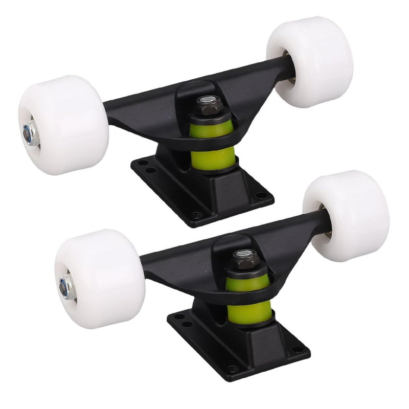 Longboard Skate Trucks Set With 4 Wheels Aluminum Alloy 5 Inch Shock Absorbing Black For Street Tricks Easy Installation - Image 5