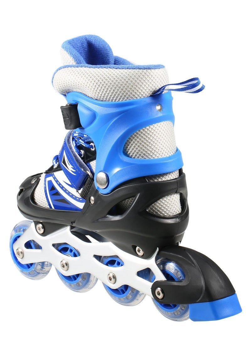 Adjustable Roller Skate Shoes LED Light Single Row Wheels, Blue/Black - Size Meduim 35-38 - Image 3