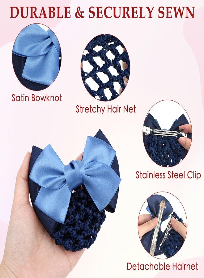kilofly 4pc Women's Two-Way Snood Net Bow Barrette Hair Clip Bun Cover Set - Image 3