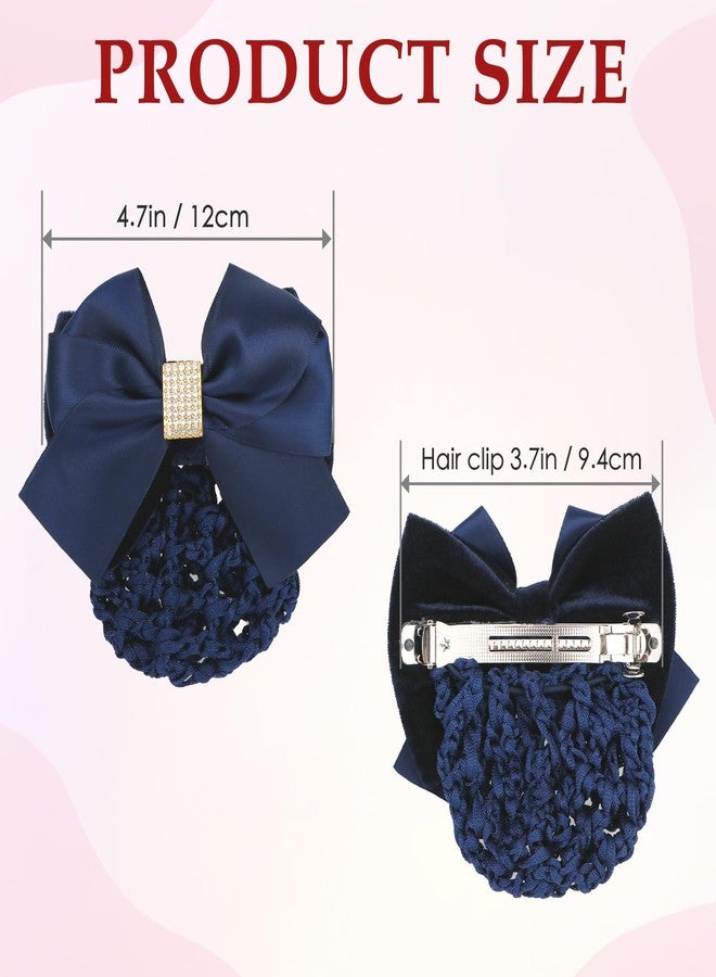 kilofly 4pc Women's Two-Way Snood Net Bow Barrette Hair Clip Bun Cover Set - Image 2