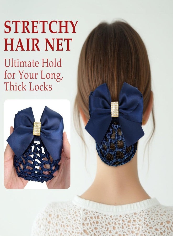 kilofly 4pc Women's Two-Way Snood Net Bow Barrette Hair Clip Bun Cover Set - Image 4