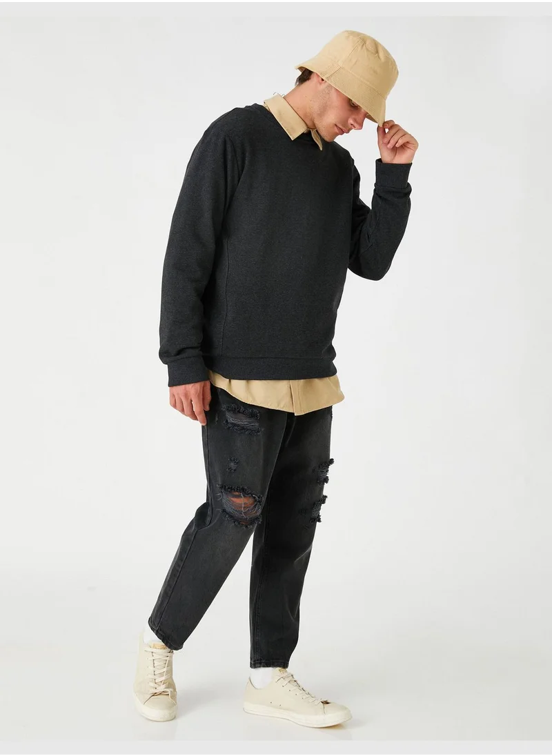 كوتون Basic Sweatshirt Crew Neck