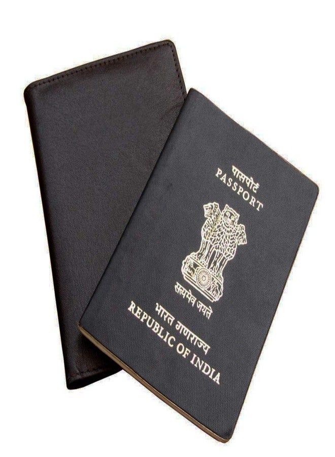 STYLE SHOES Genuine Leather Black Travel Document Holder/Passport Holder - Image 4