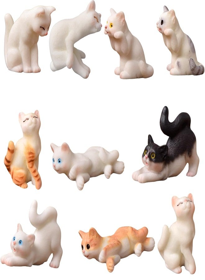Pluzmecalm 10 Pcs Realistic Hand Painted Mini Cat Figurines Dollhouse Miniature Cats Figurine Set Cute Resin Kitten for DIY Home Landscape Cake Topper Decor - Image 1