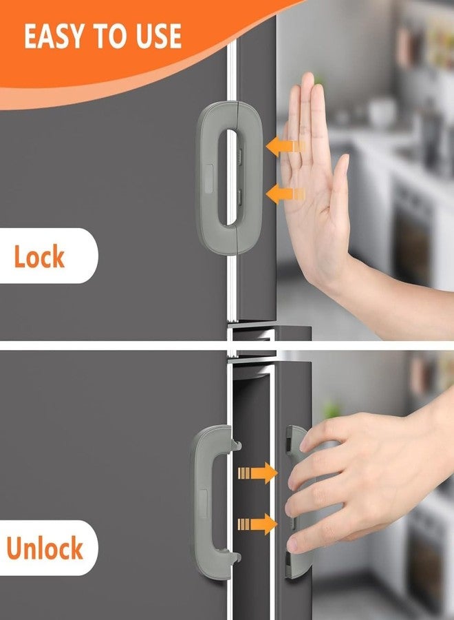 SHOPELLA قفل ثلاجة شوبيلا، قفل باب ثلاجة آمن للأطفال، قفل فريزر ذاتي اللصق مع زر أمان مزدوج، مقاوم للأطفال، مناسب للثلاجات والخزائن والأدراج وخزانة الملابس، متعدد الألوان (عبوة من قطعة واحدة) - Image 5