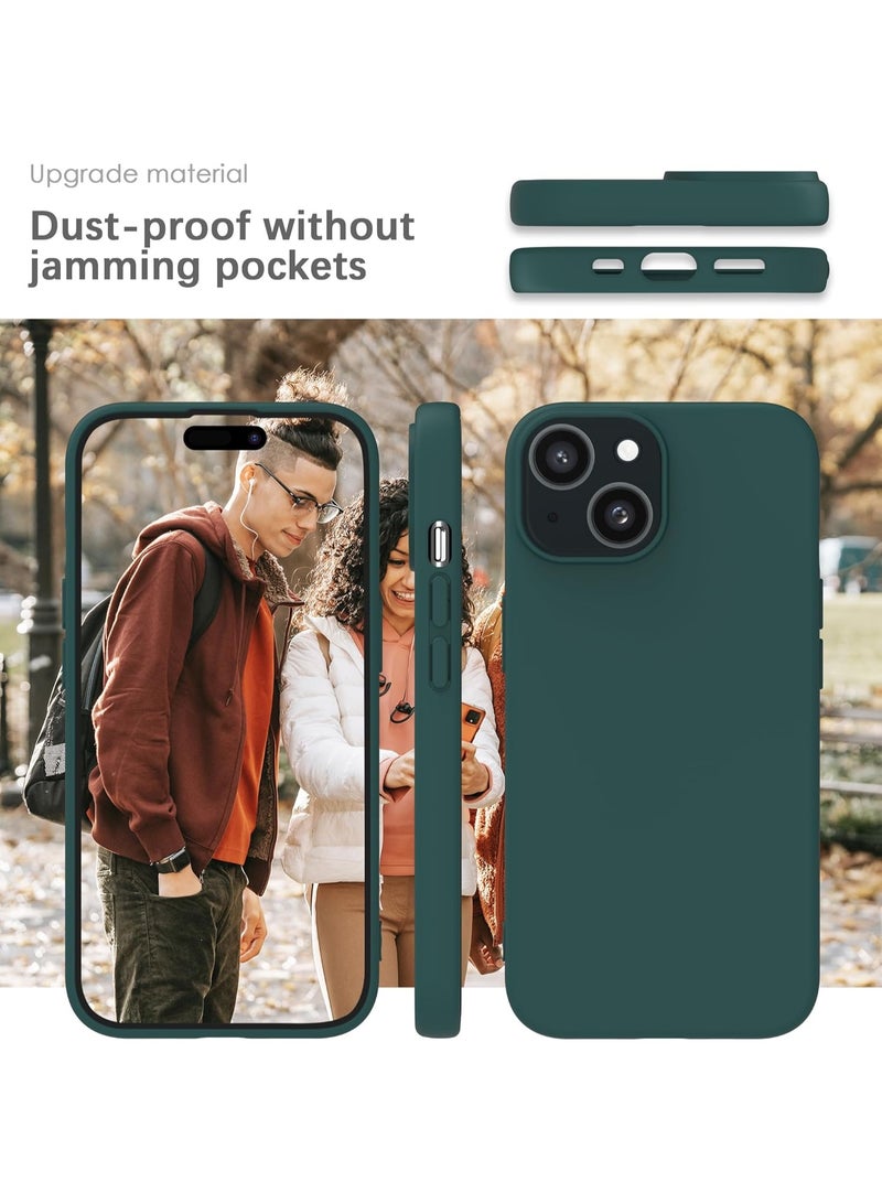 أكاليكس جراب سيليكون سائل فاخر لهاتفي iPhone 13، تصميم نحيف، ملمس ناعم مع بطانة من الألياف الدقيقة وحماية معززة للكاميرا - متين ومقاوم لبصمات الأصابع | أخضر داكن - Image 2