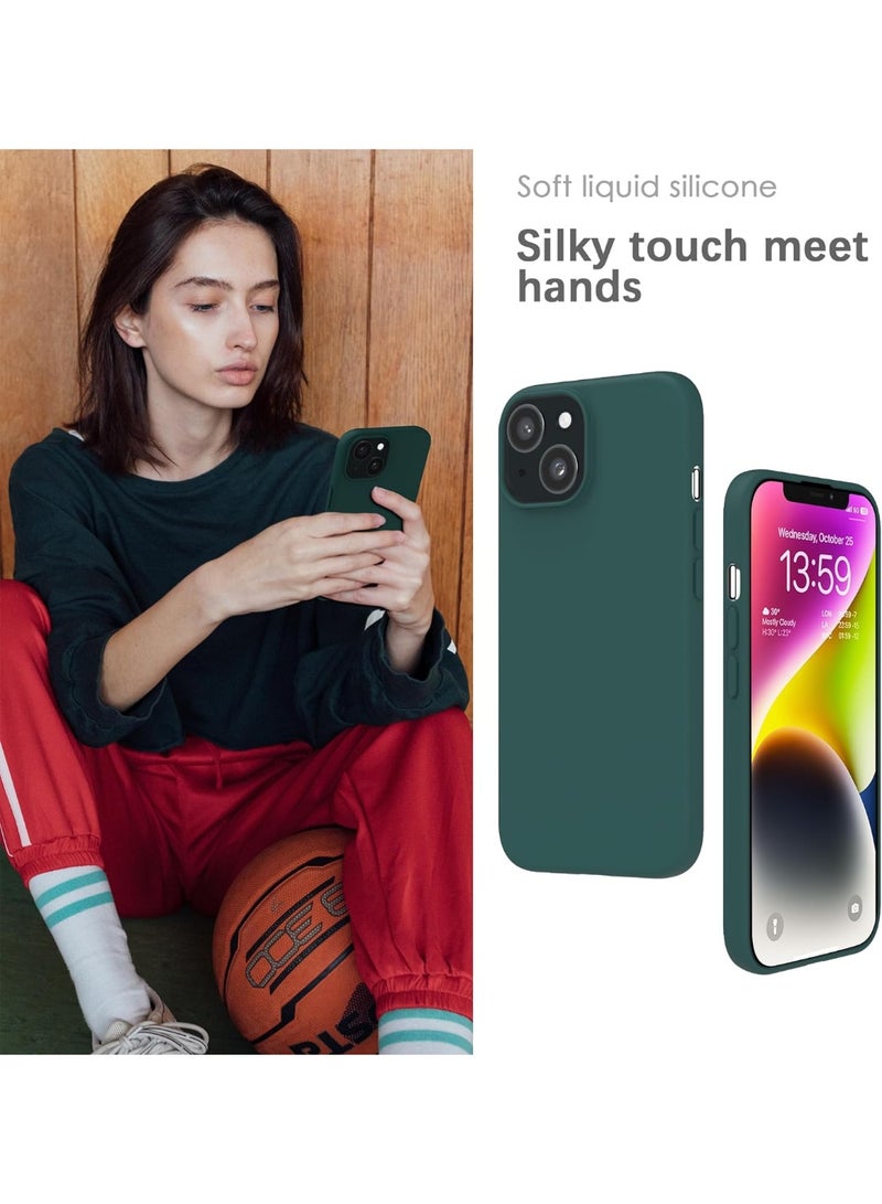 أكاليكس جراب سيليكون سائل فاخر لهاتفي iPhone 13، تصميم نحيف، ملمس ناعم مع بطانة من الألياف الدقيقة وحماية معززة للكاميرا - متين ومقاوم لبصمات الأصابع | أخضر داكن - Image 5