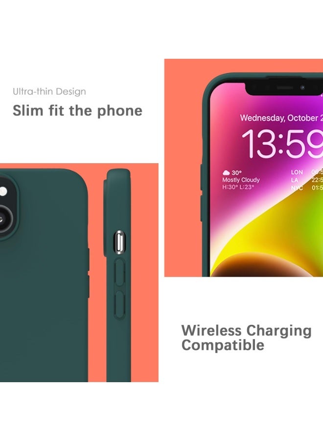 أكاليكس جراب سيليكون سائل فاخر لهاتفي iPhone 13، تصميم نحيف، ملمس ناعم مع بطانة من الألياف الدقيقة وحماية معززة للكاميرا - متين ومقاوم لبصمات الأصابع | أخضر داكن - Image 4