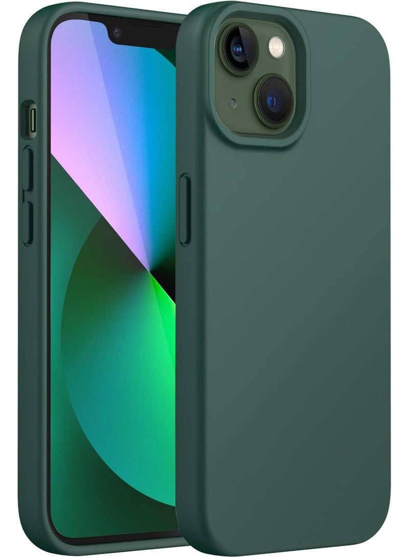 أكاليكس جراب سيليكون سائل فاخر لهاتفي iPhone 13، تصميم نحيف، ملمس ناعم مع بطانة من الألياف الدقيقة وحماية معززة للكاميرا - متين ومقاوم لبصمات الأصابع | أخضر داكن - Image 1